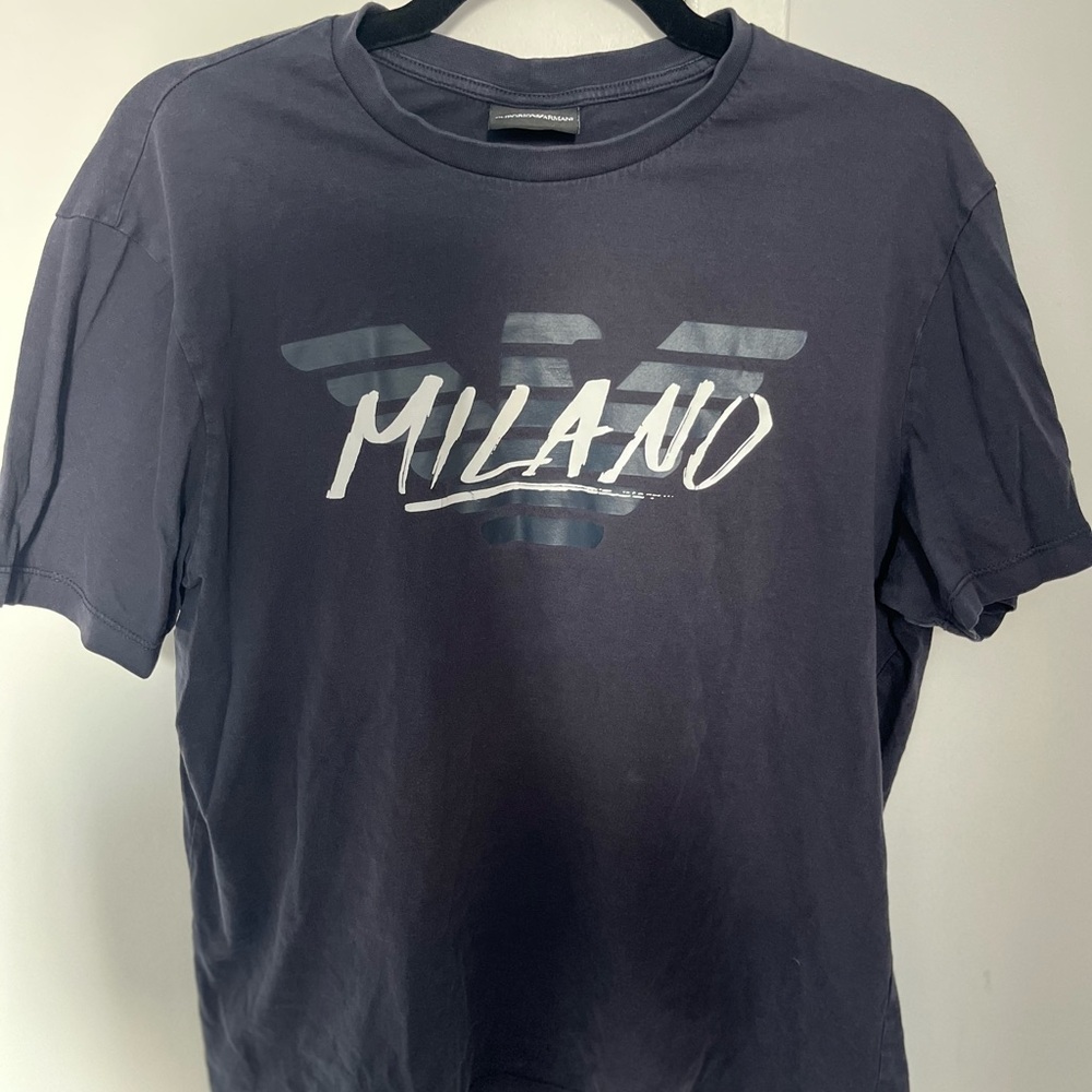 Emporio Armani Milano Logo Dark Gray Short Sleeve T-Shirt Men’s Size XL